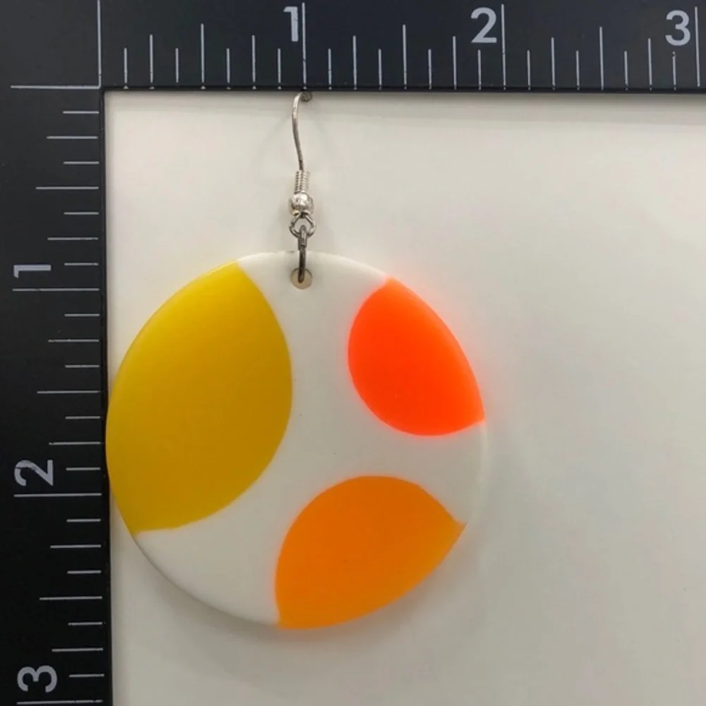 🍀 Orange Yellow Polka Dot Earrings - Picture 2 of 2
